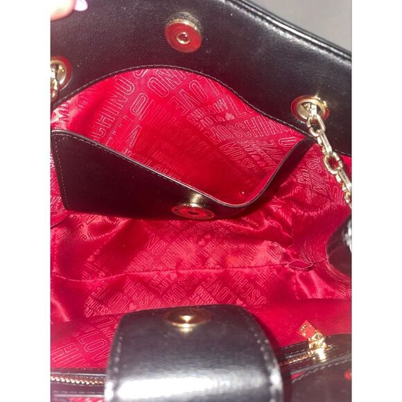 Love Moschino Black and Gold Chain Medium Shoulder Bag Magnetic Snap Close - Picture 11 of 14